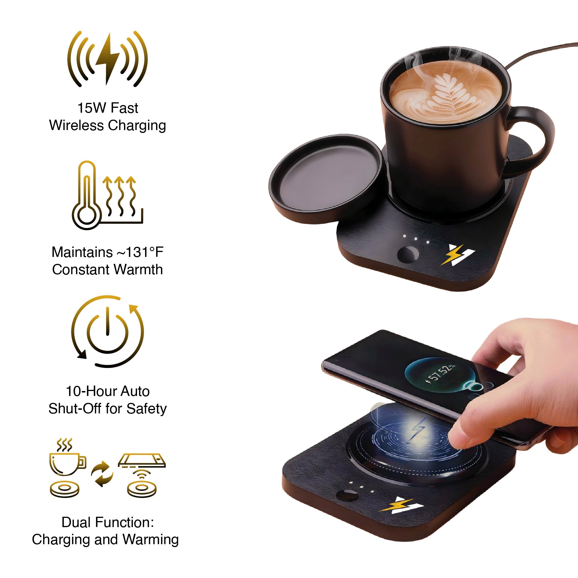 Sip & Charge 2-in-1 Mug Warmer with Wireless Charger