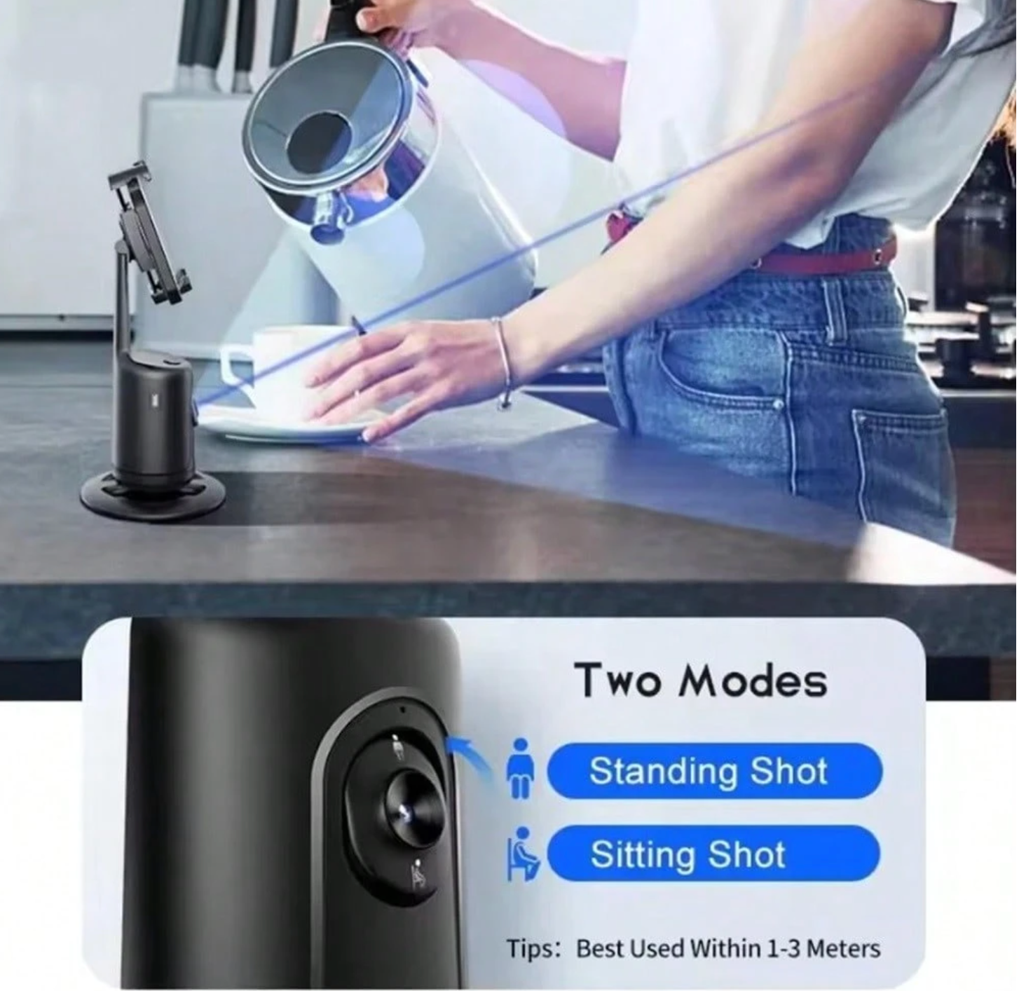 Auto Face Tracking Tripod – 360° Smart Phone Holder for TikTok & Vlogging