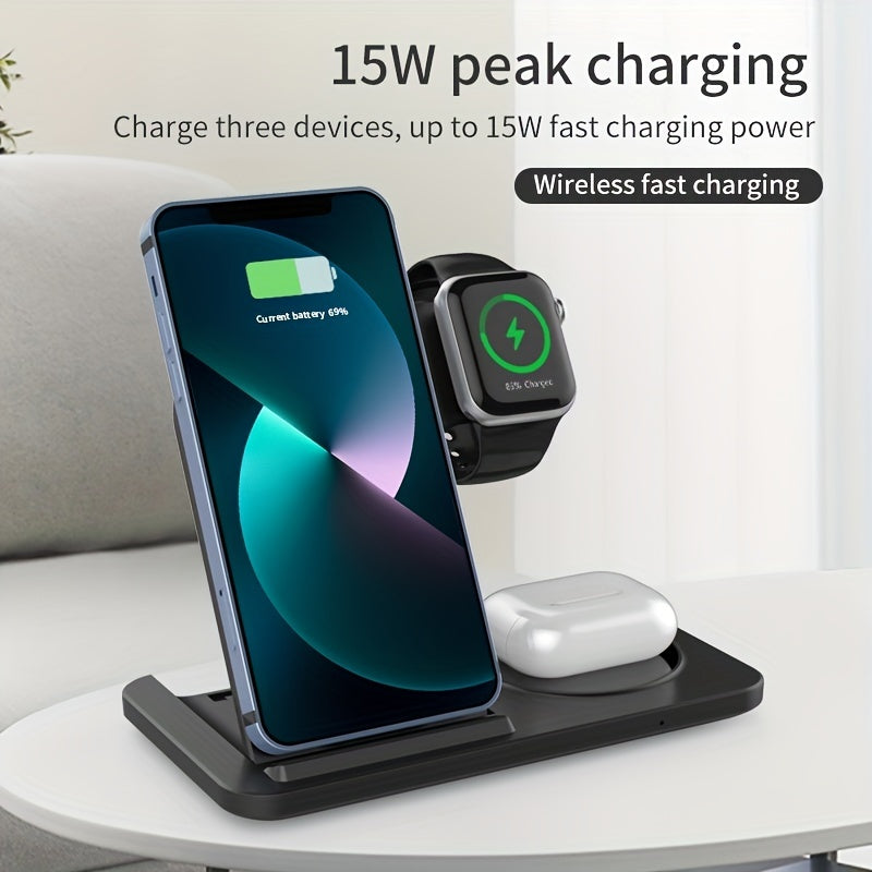 3-in-1 Wireless Charging Station for iPhone, Apple Watch & AirPods – Fast Charging Stand