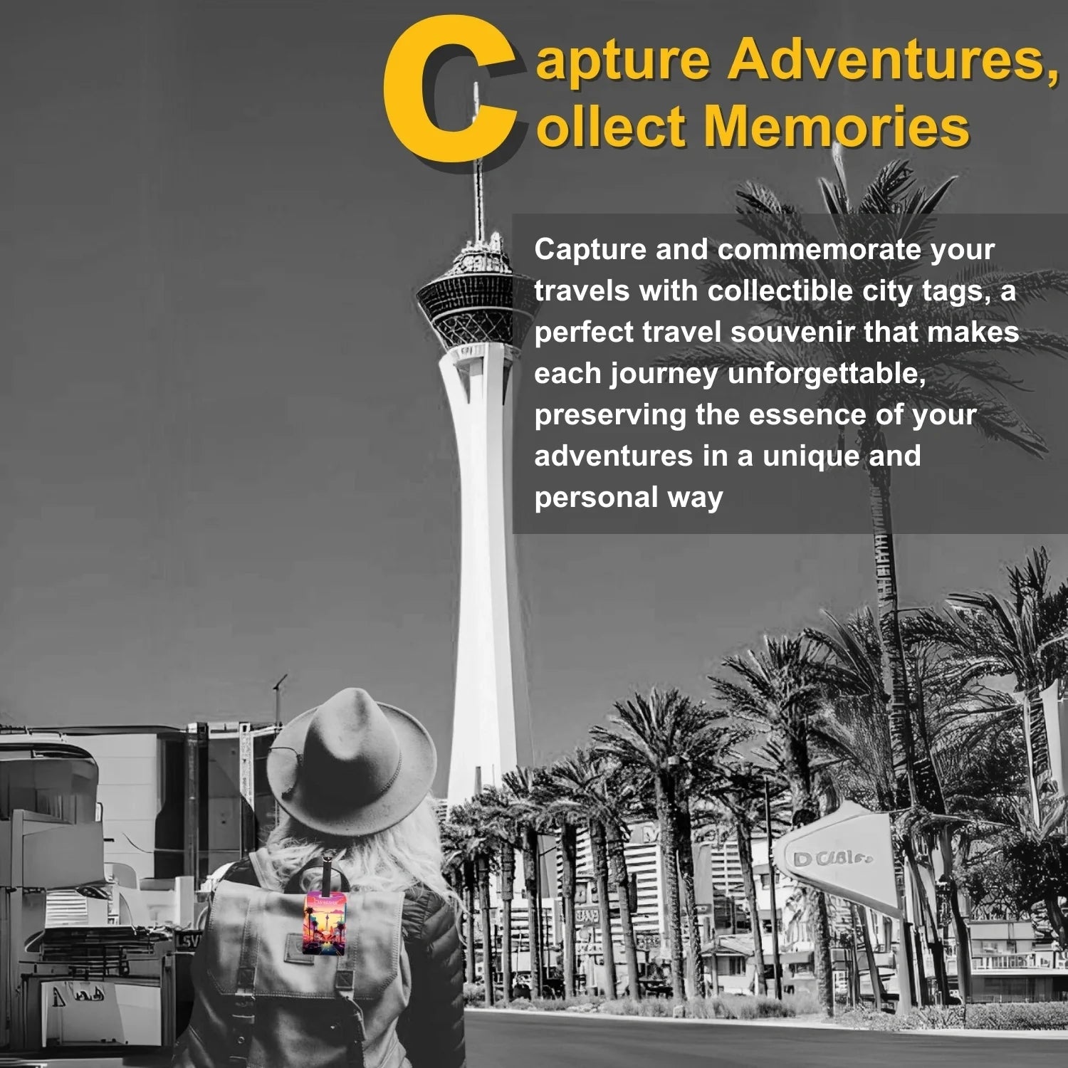 Smart Luggage Tag – QR Code Travel Bag Tracker - Las Vegas [Pack 2]