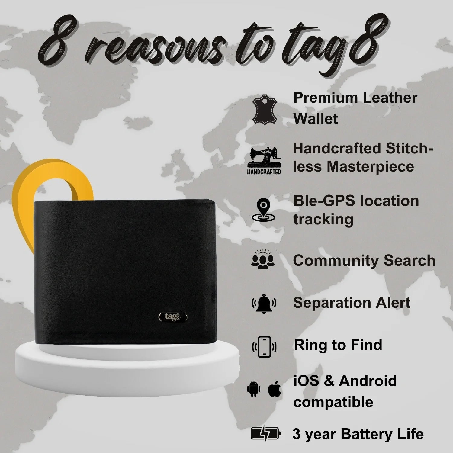 Smart Wallet with Tracker – RFID Blocking Bluetooth Wallet for Men