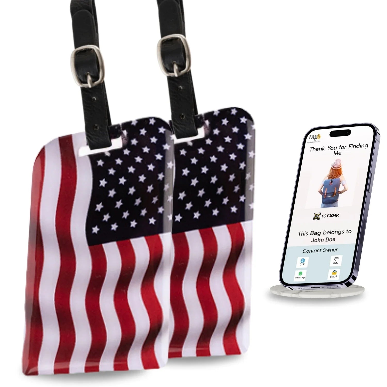 Smart Luggage Tag – Country Flag Edition (QR Travel Bag Tracker)