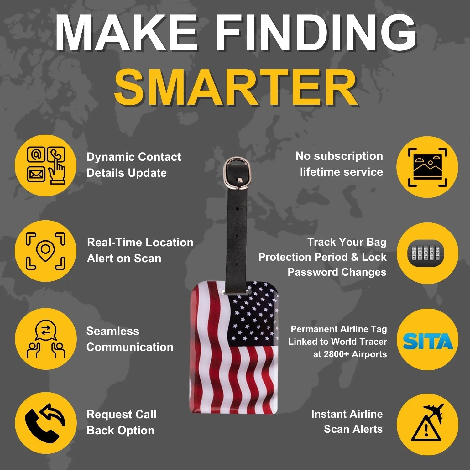 Smart Luggage Tag – Country Flag Edition (QR Travel Bag Tracker)
